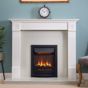 Cotswold rose white painted fireplace mantel with marble hearth